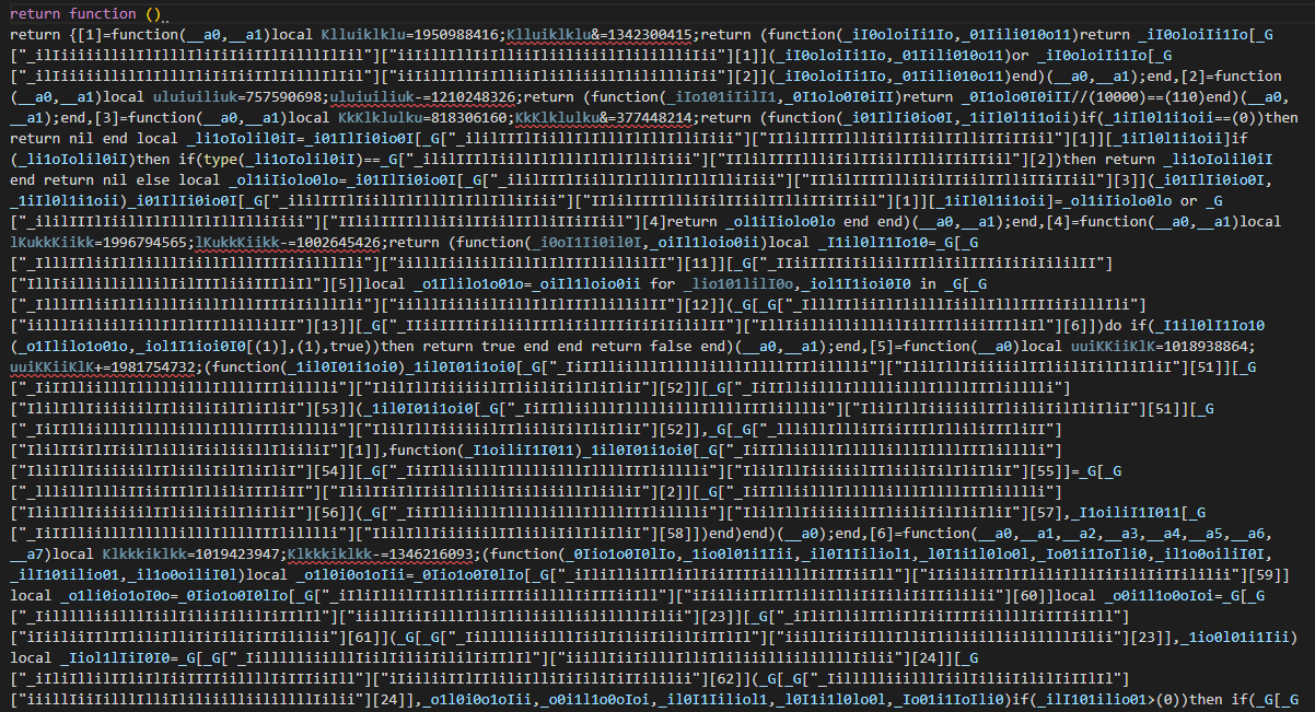 The Lua script before decryption