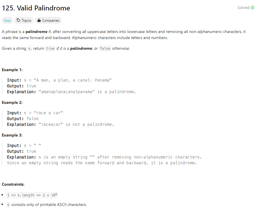 Valid Palindrome Problem